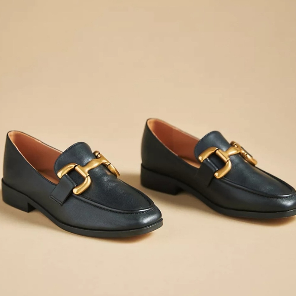 Anthropologie Bibi Lou Black Zagreb Leather Loafers